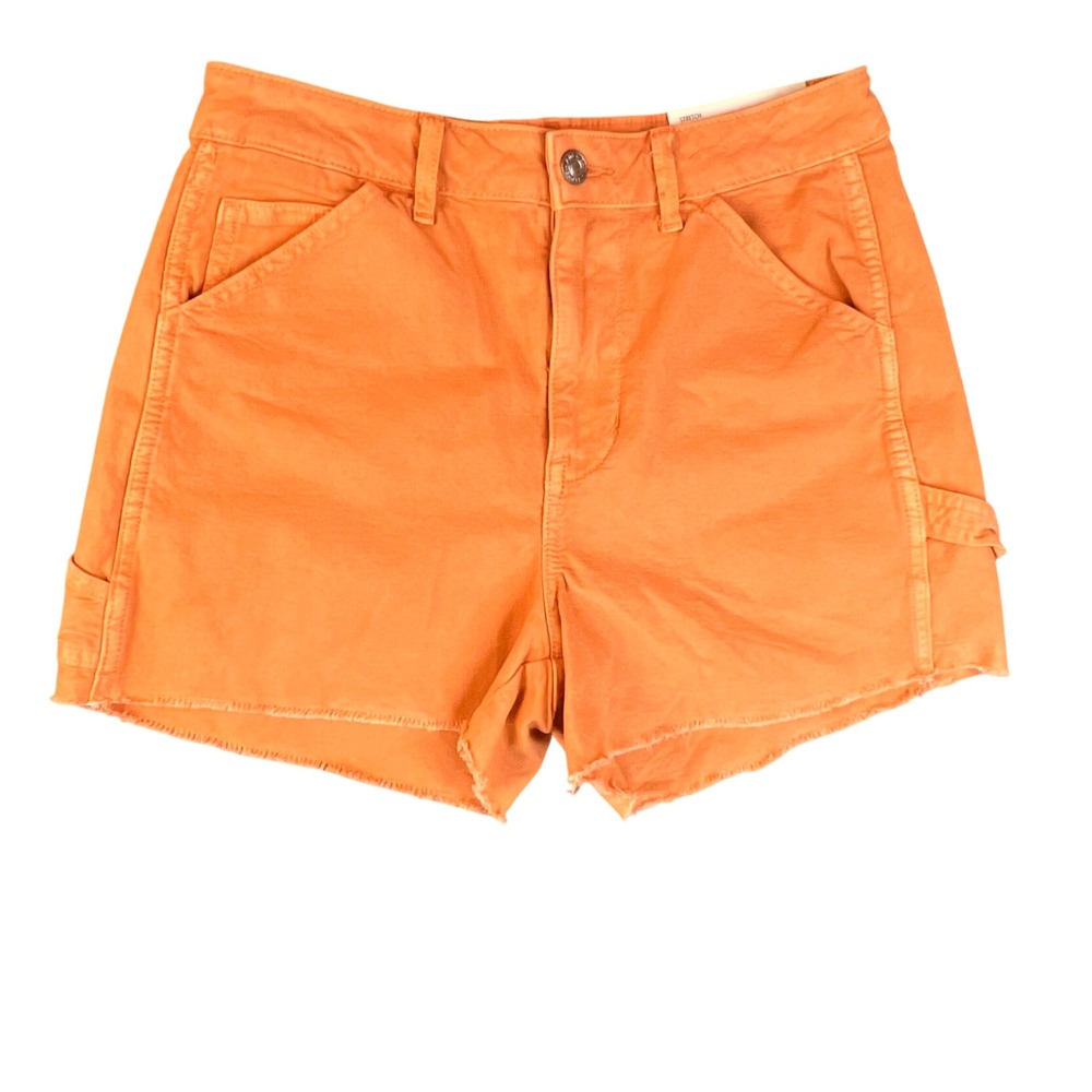 American Eagle Highest Rise 90s Boyfriend Shorts Orange Carpenter Raw Hem 4 27W